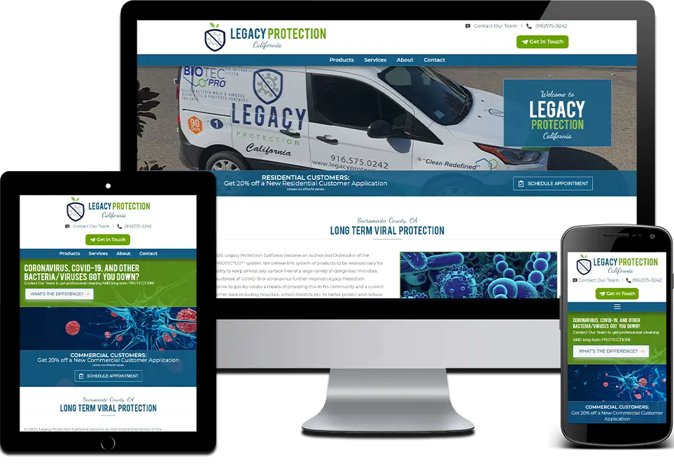 Responsive Website Bacteria Protection Legacy Protection