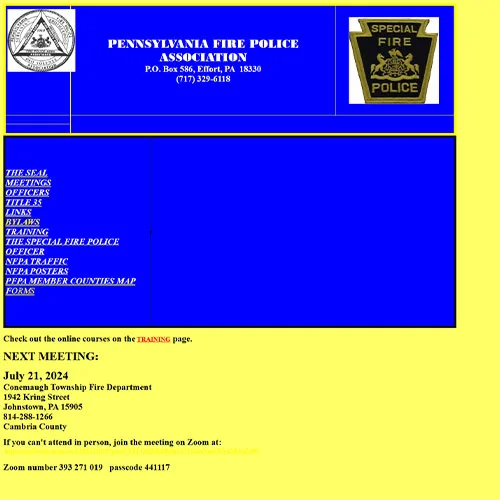 screenshot of the website prior to redevelopment