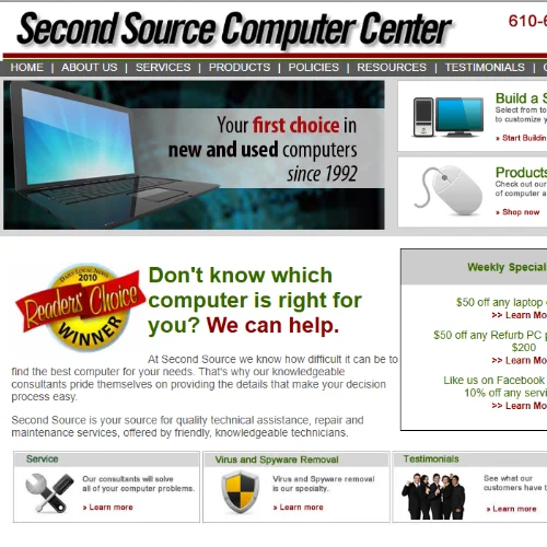 screenshot of the website prior to redevelopment