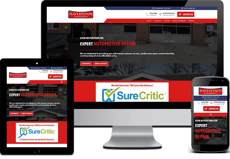 Responsive Website Design Auto Repair Concordville, Delaware County, PA