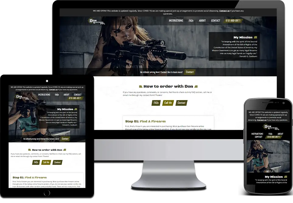 Responsive Website Design Firearms Sales Downingtown, Chester County, PA