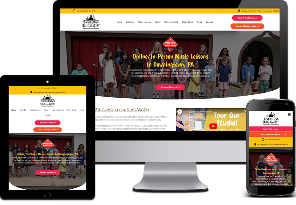 Responsive Website Design Music Lessons Academy Berwyn, Chester County, PA