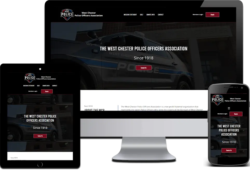 Responsive Website Design Police Officers Association Phoenixville, Chester County, PA