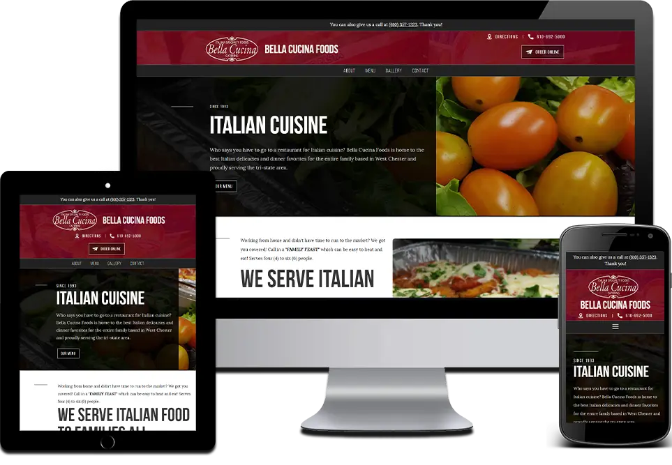 Responsive Website Design Italian Cuisine Glen Mills, Delaware County, PA