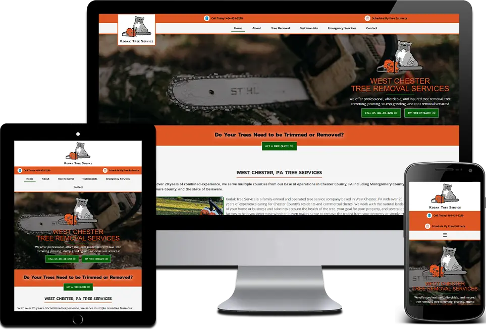 Responsive Website Design Tree Removal in Garnet Valley, Delaware County, PA