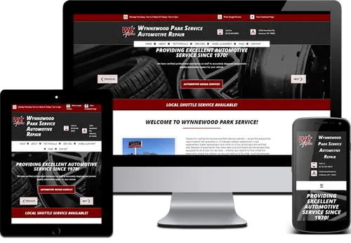 picture of an auto repair shop website