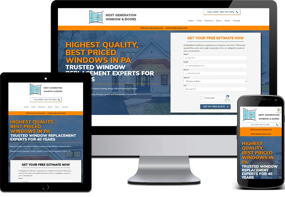 Responsive Website Design Window Installation Ardmore, Delaware County, PA