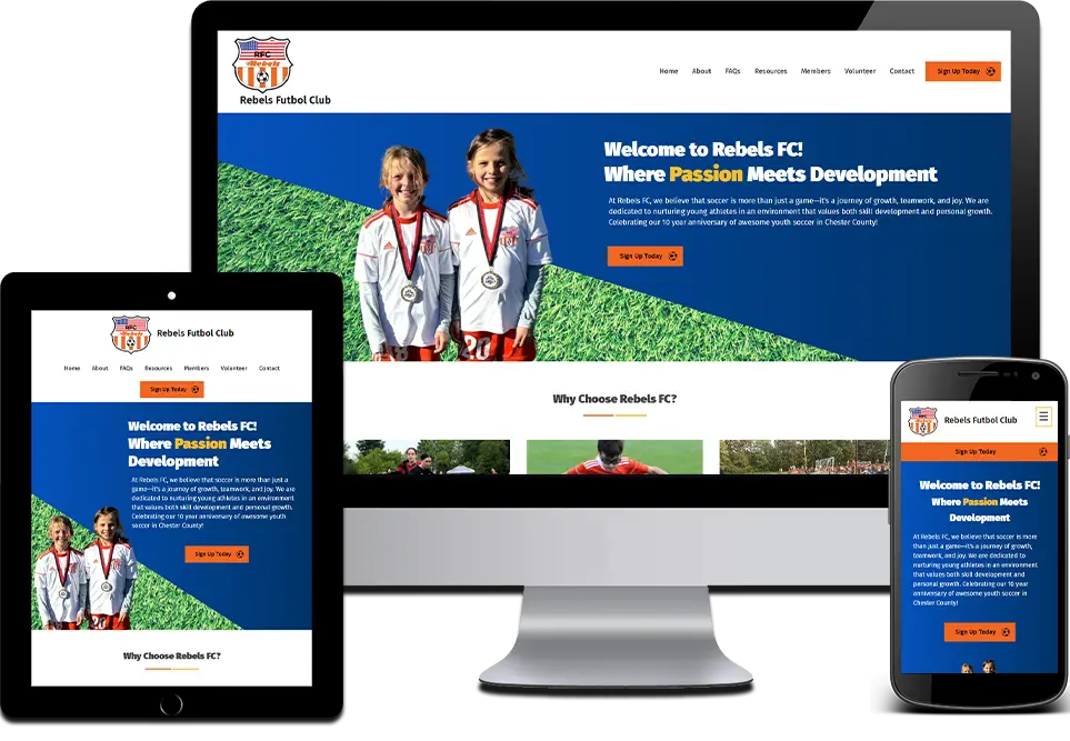 Responsive Website Design Youth Soccer in Pocopson, Chester County, PA